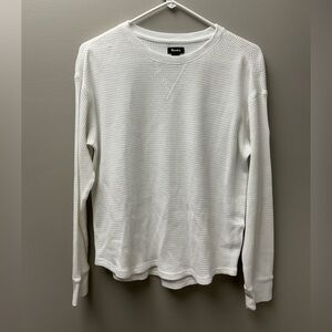 Roots White Waffle Long Sleeve Henley Shirt